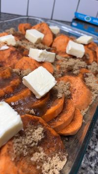 1hr 10min · 6 servings     Candied Yams  • 6 large yams, peeled and sliced  • 1 3/4 cup of packed brown sugar  • 1 3/4 cup of granulated sugar  • 2 1/2 Tbsp Cinnamon  • 2 Tbsp Nana’s Sugar and Spice Blend  • 2 Tbsp of vanilla extract  • 1 hefty drizzle of syrup   • 8 Tbsp butter, unsalted and sliced  3 cups of miniature marshmallows   Preheat your oven 375  In a baking dish layer your yams. Top them with Nana’s seasoning blend, cinnamon, white sugar, brown sugar, vanilla, syrup, and butter. Cover with aluminum foil. Place your dish in the oven to bake for 40 minutes. Remove the cover and cook for 10-15 minutes. Top with your marshmallows and bake uncovered for an additional 5 minutes. Remove from the oven and let it stand for 5 minutes. Once those minutes are up you may enjoy!!!!