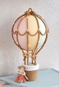 Pastel rainbow nightlight hot air balloon