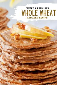 These fluffy and delicious whole wheat pancakes are sure to become your new favorite pancake recipe. Made with whole wheat flour, these pancakes turn out to be light, airly, fluffy, and delicious! Best part..they only take 10 minutes to prepare. Check it out.