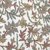 Multicolor Floral Botanical Leaf Garden Pattern Crewel Chain Stitch Embroidered Fabric- 1.5 Yards | Chairish