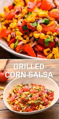 Look no further for your party food ideas with the best corn salsa! This easy salsa recipe is made with charred corn, juicy tomatoes, chopped red onion, and is tossed with a cilantro lime dressing. Flavorful and healthy!