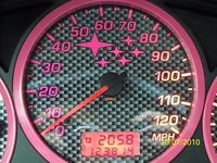 2004 Pink and Black Subaru Custom Gauges. Pink and carbon fiber. OWNER: RACHEL LYNCH