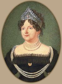 Tsarina Maria Feodorovna, wearing the pink diamond tiara, and mourning garb, by J.H. Benner