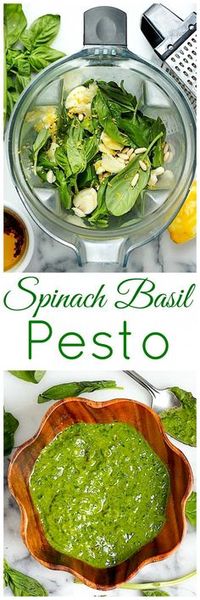 Super Healthy Spinach Basil Pesto (Vegan // Dairy Free // Gluten Free)