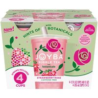 Joyba Strawberry Rose Bubble Tea with Botanicals Pack of 4 makes it easy to enjoy a Boba Tea shop experience for you to enjoy anytime, anywhere! Made with real brewed tea infused with hints of botanical essences, this refreshing Joyba Bubble Tea with botanicals offers the perfect amount of popping boba for a burst of joy in every sip. Joyba Strawberry Rose Bubble Tea with Botanicals is a caffeine free tea with lightly flavored bubbles that pop when you bite them. Joyba includes no artificial swe