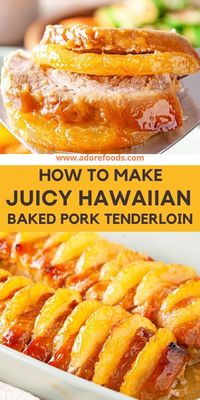 Hawaiian Pineapple Pork Tenderloin Recipe 🍍! It's an easy dinner recipe that's bursting with flavor, perfect for busy weeknights. With the best pork marinade, this oven roasted pork tenderloin is sure to be a hit! #hawaiianporc recipe #pineappleporktenderloin #bestovenroastedpork