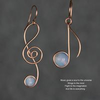 This unique music note dangling earrings are handmade using 14k rose gold filled.  Free US shipping. Perfect gift for any occasions. Music note is the  "atoms" of music. It signify the song of life and love. It remind us of the harmony of pitch, melody, and rhythm.   ;-) My contact number: 626-379-1904. Please contact me if you would like to order multiples or customize a design for your special event, I will be pleased to give you a discount on a quantity order. ;-) Purchases will be shipped wi