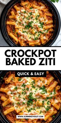 Try crockpot baked ziti, a cheesy, comforting pasta dish that’s perfect for busy weeknights. This slow cooker version layers ziti with marinara and lots of cheese, giving you all the flavor without the hassle of traditional baking. It’s a family favorite and so easy to make! Save this pin and check out the recipe for baked ziti that’s hearty, cheesy, and simple to prepare!