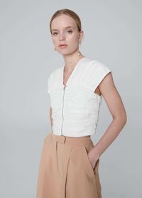 Poplin 2-Way Ruched Top • ESTHE