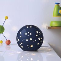 Add soft lighting to their sleep space with this Blue Starry Globe Night Light from Pillowfort™. This cute ceramic night light is both decorative and functional. Designed to give a soft comforting glow, it features a blue globe shape for a fun and playful look. The starry cutouts on top allow the light to pass through, while the one-way switch ensures easy operation. Plus, the night lamp has a portable design — simply it in your child's bedroom, playroom or bathroom for soft lighting.