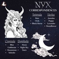 Nyx Correspondences and some items for Her. Check out the rest of the items for Nyx in the shop #nyx #hellenic #pagan #witch