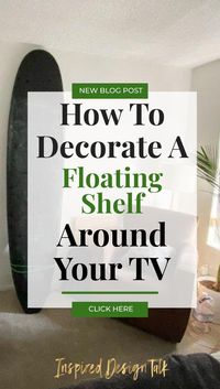 Helpful tips to design a floating shelf around your TV in a bachelor pad bedroom. Click to read more!