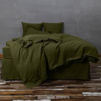 Linen Bedding Duvet Cover Set Green Olive