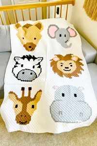 Create an adorable crochet safari baby blanket with my free and easy crochet patterns for beginners! This easy safari animals crochet baby blanket pattern is made up of 6 different safari animal squares, each featuring its own unique design. You can find crochet patterns free for this safari animals baby blanket crochet project. Perfect for a safari themed crochet baby blanket, it adds a wild safari theme to any nursery. Start your adorable safari crochet baby blanket pattern today!