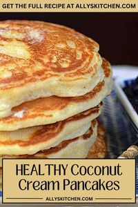 Coconut cream pancakes are the perfect weekend or special occasion treat. Loaded with healthy coconut oil, milk and shredded coconut, this is a homerun! These pancakes, which also can be waffles, are loaded with coconut. Coconut oil, coconut milk and shredded coconut. Of course, I love it, so the more the better for my palate. If you want to make them gluten-free, then just swap out the regular flour with something like coconut, rice, oatmeal or almond, and you’re in business!