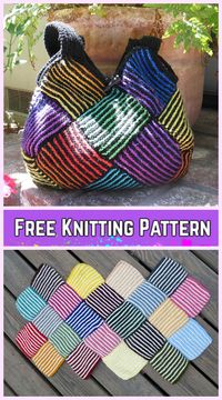 Knit Garter Stripe Square Bag Free Knitting Pattern