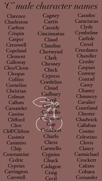 Character/baby boy names beginning in the letter ‘c’. Nature names, invented names, modern & old names. #characternames #boynames #babyboynames