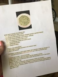 Copycat Cheddar’s spinach dip recipe. THE best. A temporary pic of the recipe since the blog is no longer accessible.