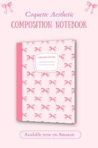 Looking for the perfect notebook to show off your coquette aesthetic? Look no further than this Composition Notebook College Ruled! With its pastel pink bows and 110 pages of lined paper, this notebook is the perfect school supply for teen girls and women alike. Whether you're taking notes in class or jotting down your thoughts, this notebook is sure to make a statement. Get yours today and add a touch of femininity to your everyday writing tasks! #CoquetteAesthetic #SchoolSupplies #CompositionNotebook #TeenGirls #WomenFashion #PastelPinkBows