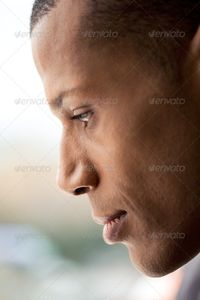 Profile by Pressmaster. Profile of manâ€™s face with calm expression on it over blurry background#man, #face, #Profile, #Pressmaster