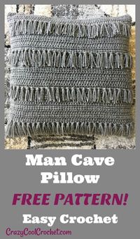 FREE CROCHET PATTERN for this man cave pillow. Also perfect for farmhouse style decor! Unique teacher gift!! Great Christmas gift. #crochetpattern #crochetpatterns #crochetpillow #freecrochetpattern #freecrochetpatterns #crochetpatternfree #crochetgift #crochetidea #crochetbeginner #crocheteasy #easycrochet #mancave #farmhousedecor #farmhousepillow #teachergift #teachergifts #crochetteachergift #teachergiftidea #teachergiftideas #crochetchristmasgift