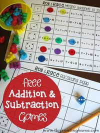 FREE Addition and Subtraction Games for First Grade - This Reading Mama