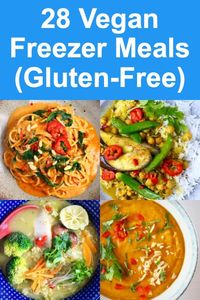 28 Vegan Freezer Meals: quick and easy, pantry ingredients, big flavours, nutritious food. Includes top tips on food safety and how to freeze, defrost and reheat food. Vegetarian, dairy-free, egg-free, gluten-free, refined sugar free.