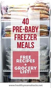 Plan for an easier postpartum recovery by getting some pre-made meals into the freezer now! Here are great tips and recipes to get you started. (affiliate)  #planningforbaby, #pregnancy, #pregnancyplanning, #postpartumplanning, #postpartumrecovery