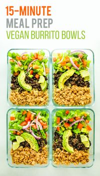 Tofu Burrito Bowl Meal Prep – Easy and FAST vegan meal prep recipe using tofu. This is one of my favorites to pack for lunch. Cheap meal prep.