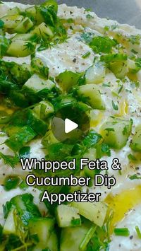 Chhaya Joshi Daily food / cocktails on Instagram: "Whipped Feta & Cucumber Dip Appetizer 
Great for summer get togethers!! Perfect with pita chips! 

* 1 medium cucumber, diced
* 2 green onions, thinly sliced
* 2 tbsp + 2 tbsp olive oil
* 2 tbsp + 1 tbsp fresh lemon juice
* 2 tbsp chopped fresh parsley
* 2 tbsp chopped fresh chives
* 2 tbsp chopped fresh dill
* Jalapeño or Serrano pepper thinly sliced. 
* salt
* freshly cracked black pepper
* One cup plain Greek yogurt 
* 16 oz feta cheese 

1. Dice and slice cucumber and fresh herbs . 
2. To a bowl add cucumbers and green onions. Add the 2 tablespoons olive oil and 2 tablespoons lemon juice . Mix. 
3. Add the fresh herbs and Serrano pepper if using. Marinate for 30 minutes. 
4. Whip the Greek yogurt ,  feta cheese and one tablespoon lemon