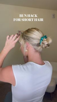 Bun hair hack for short and fine hair for a fuller bun