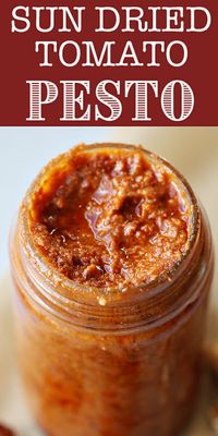 When basil isn't in season, try Sun-Dried Tomato Pesto! Made with walnuts, it's punchy and sweet. Try it with pasta (of course), but also as a spread on sandwiches, as a dip with veggies, or stirred into soup! #pesto #simplyrecipes #sundriedtomatoes #walnuts