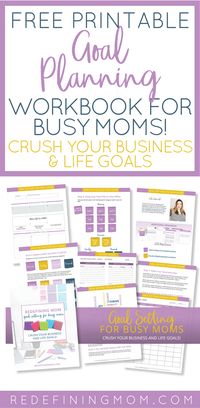 Free printable goal planning for busy moms workbook. Crush your business and life goals in 2018! 2018 goals free printable / 2018 goals planner / Yearly goals printable free / Yearly goals bullet journal / Business goal setting #goals #goalsetter #goaldigger #goalplanning via @redefinemom