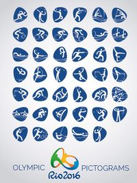 Official set of Rio 2016 vector icons pictograms for the 41 official Olympic games. Sports ranging from football, gymnastics, basketball to wrestling. Rio