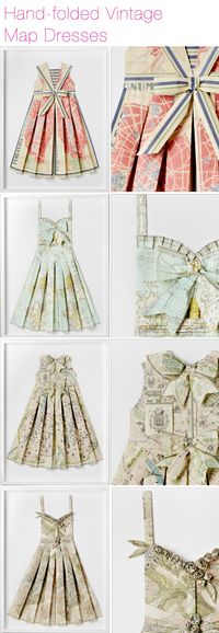 Hand-folded Vintage Map Dresses