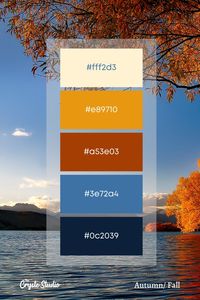 Fall/Autumn color palette scheme for color inspiration with hex codes for digital painting. (8/9) Follow the Cryste Studio for more color inspirational palettes.