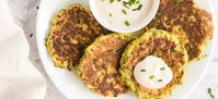 These savory zucchini fritters make for a lovely light meal or side dish. Serve with vegan sour cream, ketchup, or a balsamic reduction!