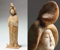 Quatre figurines funéraires féminines d'époque Tang (618-907) -  Alain.R.Truong