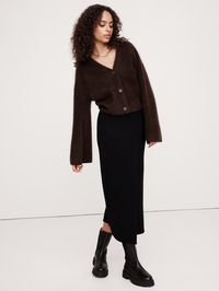 Brushed Cashmere Flare-Sleeve Cardigan | Banana Republic