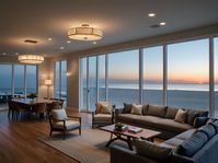 Enjoy spectacular sunset views from this stylish living room in Harvey Cedars, designed for comfort and elegance with panoramic ocean vistas. 🌅🏡🌟 

#HarveryCedars #SunsetViews #StylishLiving #ProdigyRealEstate