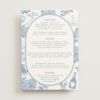 Coastal Toile Long Menus by Jenna Holcomb | Minted