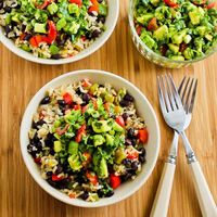 Slow Cooker Vegan Brown Rice Mexican Bowl [from Kalyn's Kitchen via Slow Cooker from Scratch] This may be my favorite vegetarian dish ever made in the slow cooker, it's that good! #SlowCooker #CrockPot #Vegan #MeatlessMonday #GlutenFree