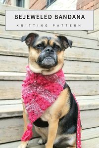 Introducing the Bejeweled Bandana knitting pattern, a stunning accessory for your furry friend. This pattern combines the simplicity of stockinette stitch with an eye-catching textured design. The combination of the two creates a bright and gorgeous garment. Your pup will be the epitome of style and sophistication with this beautifully crafted bandana. Don't miss out on this opportunity to knit the perfect summer bandana for your beloved companion!