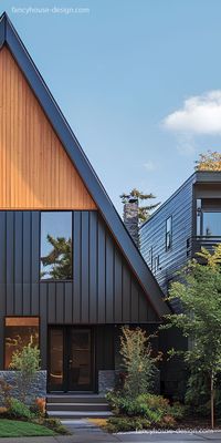 The large windows and modern design of this A-Frame house make it ideal for those seeking natural light and elegant simplicity.