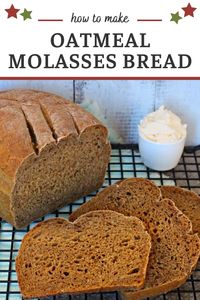 Sweet Molasses Oatmeal Bread is as healthy as it is delicious. With just one tablespoon of added fat, lots of oatmeal and vitamin B molasses, this bread is soft, fluffy and a family favorite. Easy and homemade, this recipe comes from a famous bed and breakfast Inn in Vermont. Makes a great BLT sandwich.