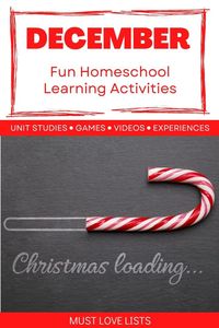 Looking for ways to supplement your homeschool curriculum? How about short unit studies to explore a variety of topics? These fun holidays are a great way to celebrate and provide engaging learning opportunities for your kids. Check out this list of December homeschool mini-unit study ideas using fun holidays! #homeschool #unitstudy #learningisfun