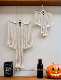 Macrame Halloween Ghost, Handmade Halloween Ghost, Halloween White Ghost Decor, Rope Ghost, Boho Ghost Decorations, Spooky Season Decor - Etsy