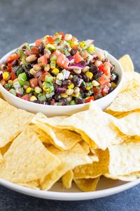 Cowboy Caviar: Black-eyed peas, black beans, fresh veggies, sweet spicy dressing; Salsa / Dip / Salad; Colorful fresh healthy | CulinaryHill.com Recipe