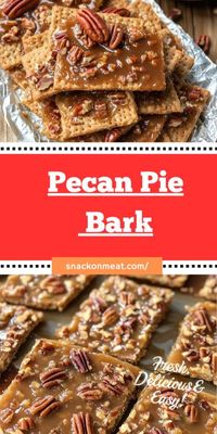 Transform your favorite pecan pie into a deliciously crunchy snack with this easy Pecan Pie Bark recipe! 🌰✨ Made with a base of graham crackers and topped with a homemade caramel pecan mixture, this bark is perfect for sharing at gatherings or enjoying as a sweet treat. Each bite offers the rich flavors of pecan pie in a fun, finger-friendly format. Simple to make and irresistibly tasty, it’s the ideal dessert for any occasion! 🍬💖  #PecanPieBark #DessertRecipes #EasySnacks #HomemadeTreats #SweetTooth #BakingJoy #PartySnacks #PecanLovers