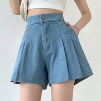 Emtrai Lers |Female fashion woman pants casual summer cool women sexy high waists leg-openings Denim skirt pantst OL women bottoms pants Light Blue-M